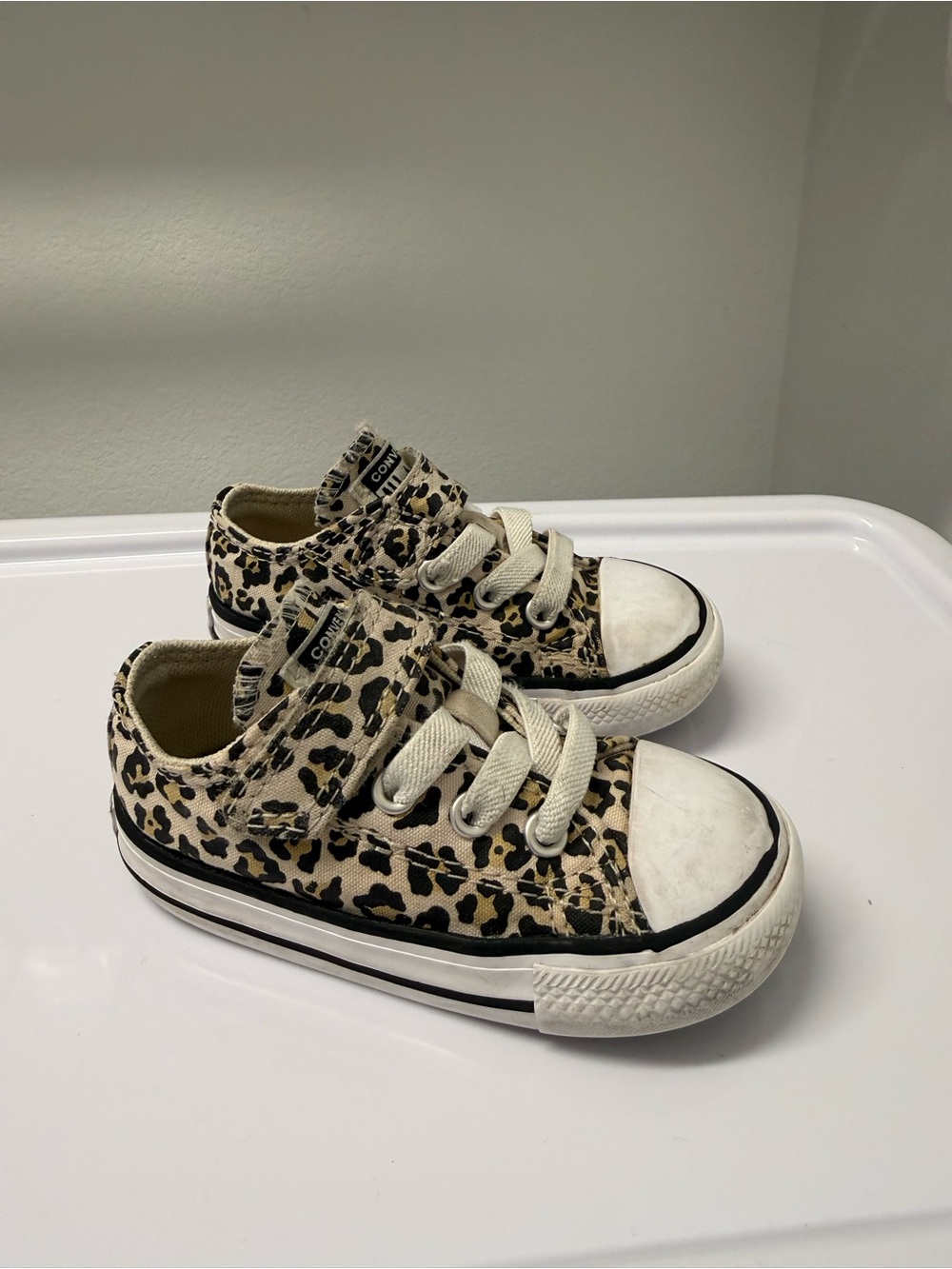 Converse Kids Leopard Print Sneakers in Tan and Black